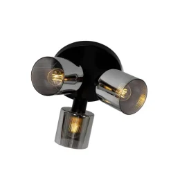 Smart plafondspot zwart met smoke glas rond 3-lichts verstelbaar incl. 3 wifi A60 - Laura