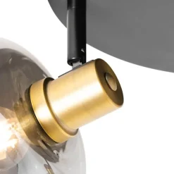 Smart plafondspot zwart met goud met smoke glas incl. 3 Wifi P45 - Zuzanna