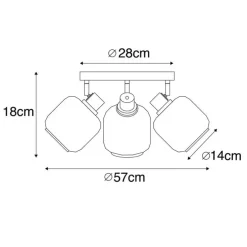Smart plafondspot zwart met goud met smoke glas incl. 3 Wifi P45 - Zuzanna