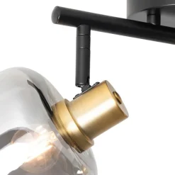 Smart Plafondspot zwart met goud met smoke glas 2-lichts incl. 2 Wifi P45 - Zuzanna