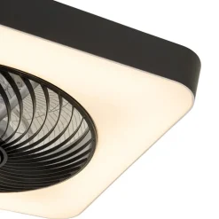 Smart plafondventilator vierkant zwart incl. LED dimbaar - Climo