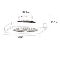 Smart plafondventilator vierkant zwart incl. LED dimbaar - Climo