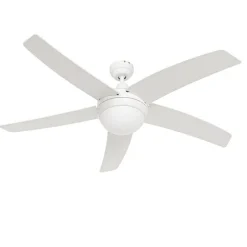 Smart plafondventilator wit met hout print 132cm incl. LED dimbaar met afstandsbediening - Cool