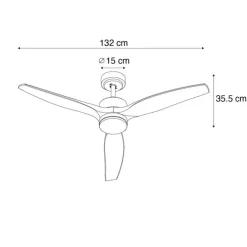 Smart plafondventilator wit met hout print 132cm incl. LED dimbaar met afstandsbediening - Joly