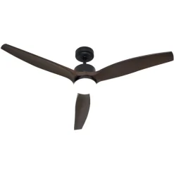 Smart plafondventilator zwart met hout print 132cm incl. LED dimbaar met afstandsbediening - Joly