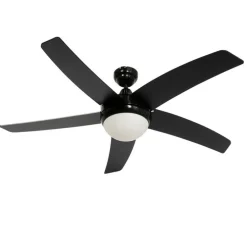 Smart plafondventilator zwart met hout print 132cm incl. LED dimbaar met afstandsbediening - Cool