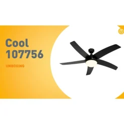 Smart plafondventilator zwart met hout print 132cm incl. LED dimbaar met afstandsbediening - Cool