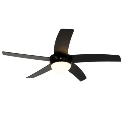 Smart plafondventilator zwart met hout print 132cm incl. LED dimbaar met afstandsbediening - Cool