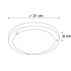 Smart plafonnière staal 31 cm incl. WiFi A60 IP44 - Yuma