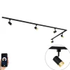 Smart railsysteem met 5 spots zwart goud 1-fase incl. 5 Wifi GU10 50mm - Iconic Jeana
