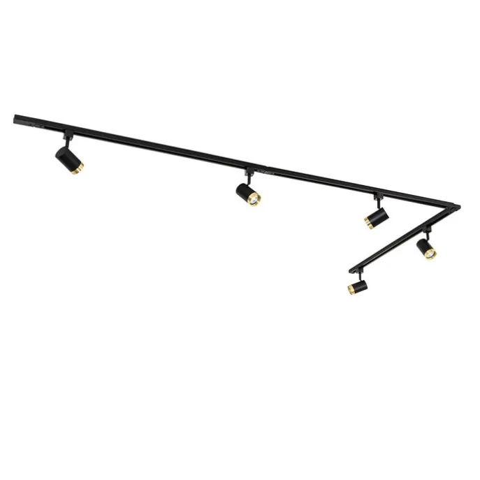 Smart railsysteem met 5 spots zwart goud 1-fase incl. 5 Wifi GU10 50mm - Iconic Jeana