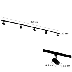 Smart railsysteem met 5 spots zwart goud 1-fase incl. 5 Wifi GU10 50mm - Iconic Jeana