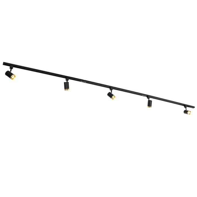 Smart railsysteem met 5 spots zwart goud 1-fase incl. 5 Wifi GU10 50mm - Iconic Jeana