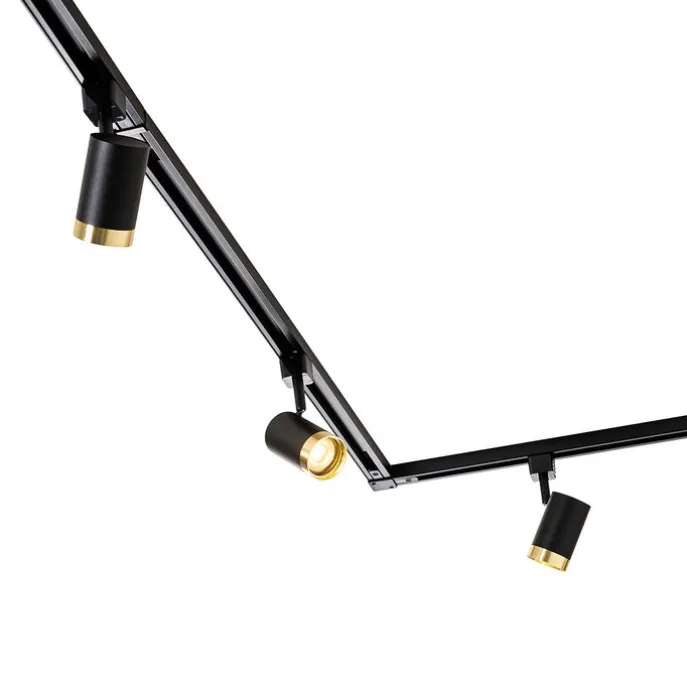 Smart railsysteem met 5 spots zwart goud 1-fase incl. 5 Wifi GU10 50mm - Iconic Jeana