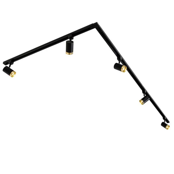 Smart railsysteem met 5 spots zwart goud 1-fase incl. 5 Wifi GU10 50mm - Iconic Jeana