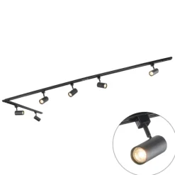 Smart railsysteem met 6 spots zwart 1-fase 300cm - Iconic Jeana