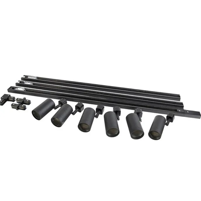 Smart railsysteem met 6 spots zwart 1-fase 300cm - Iconic Jeana