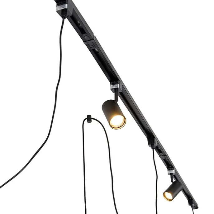 Smart railsysteem zwart 3 spots en hanglamp 1-fase - Iconic Cavalux Jeana