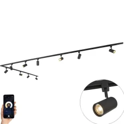 Smart railsysteem zwart 1-fase 10-lichts incl. Wifi GU10 - Iconic Jeana