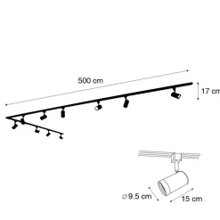 Smart railsysteem zwart 1-fase 10-lichts incl. Wifi GU10 - Iconic Jeana