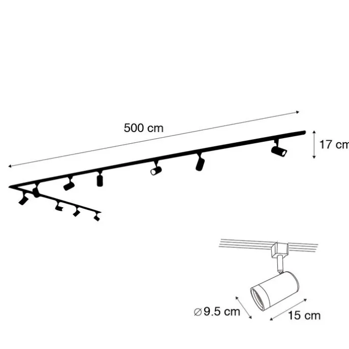Smart railsysteem zwart 1-fase 10-lichts incl. Wifi GU10 - Iconic Jeana