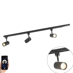 Smart railsysteem zwart incl. 3 WiFi GU10 1-fase - Iconic Jeana