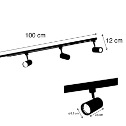 Smart railsysteem zwart incl. 3 WiFi GU10 1-fase - Iconic Jeana