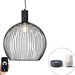 Smart ronde hanglamp zwart 50 cm incl. Wifi G95 - Dos