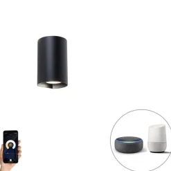 Smart ronde wandlamp zwart incl. Wifi GU10 - Sabbir