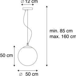 Smart Scandinavische hanglamp opaal glas 50 cm incl. Wifi A60- Ball 50