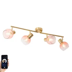 Smart spot goud met roze glas incl. 4 Wifi P45 - Vidro