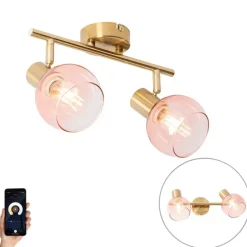 Smart spot goud met roze glas incl. 2 Wifi P45 - Vidro