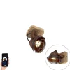 Smart spot roestbruin met hout kantelbaar incl. Wifi GU10 - Gina