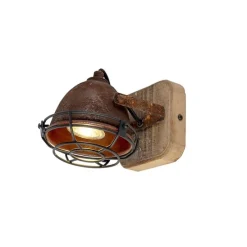 Smart spot roestbruin met hout kantelbaar incl. Wifi GU10 - Gina