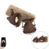 Smart spot roestbruin met hout incl. 2 wifi GU10 - Gina