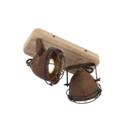 Smart spot roestbruin met hout incl. 2 wifi GU10 - Gina