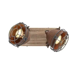 Smart spot roestbruin met hout incl. 2 wifi GU10 - Gina