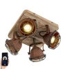 Smart spot roestbruin met hout incl. 4 wifi GU10 - Gina