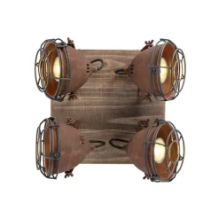 Smart spot roestbruin met hout incl. 4 wifi GU10 - Gina