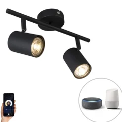 Smart spot zwart kantelbaar incl. 2 WiFi GU10 - Jeana