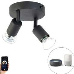 Smart spot zwart kantelbaar rond incl. 2 Wifi GU10 - Jeany