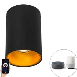 Smart spot zwart met goud incl. wifi GU10 lichtbron - Deep