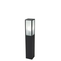 Smart staande buitenlamp zwart met ribbel glas 80 cm incl. Wifi A60 - Charlois