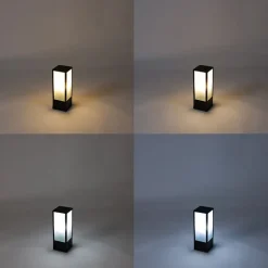 Smart staande buitenlamp zwart met ribbel glas 40 cm incl. Wifi A60 - Charlois