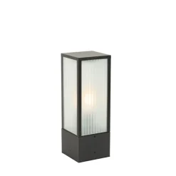Smart staande buitenlamp zwart met ribbel glas 40 cm incl. Wifi A60 - Charlois