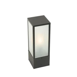 Smart staande buitenlamp zwart met ribbel glas 40 cm incl. Wifi A60 - Charlois