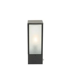 Smart staande buitenlamp zwart met ribbel glas 40 cm incl. Wifi A60 - Charlois