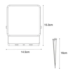 Smart straler zwart 14,5 cm incl. LED IP65 met grondpin - Ruud