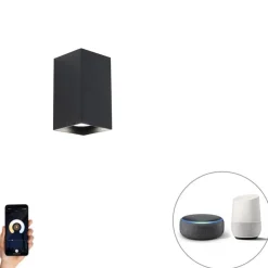 Smart vierkante wandlamp zwart incl. Wifi GU10 - Sabbir