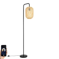 Smart vloerlamp bamboe incl. Wifi ST64 - Yvonne